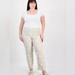 JM Collection Cream Trousers Pattern Style Size 3X